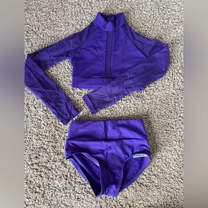 Baltogs Purple Long Sleeve Crop Top and High-Waisted Briefs Set